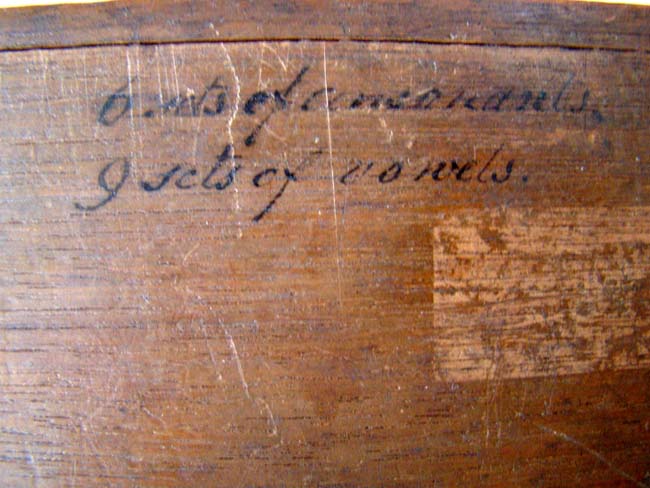 A fantastic set of antique Bone Alphabet tiles in its' original mahogany box dated 1864 — image 6